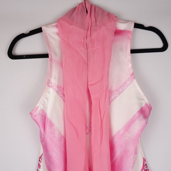 Lorena Conti Paris Pink Sleeveless Top w/ Scarf Collar Made In France, Size 2 - Picture 7 of 16